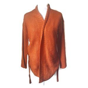 Say What? Burnt Orange Oversized Open Front Knit Cardigan Sweater Medium